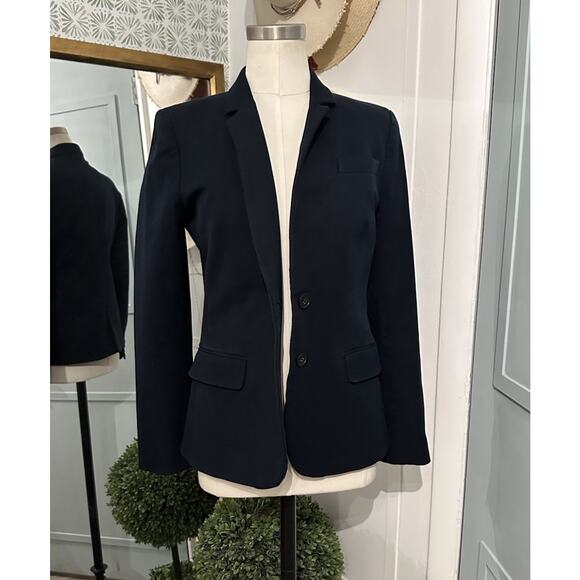 J. Crew Thompson Navy Blue Blazer In Bi-Stretch Cotton Size 6 A0361 - Picture 3 of 10